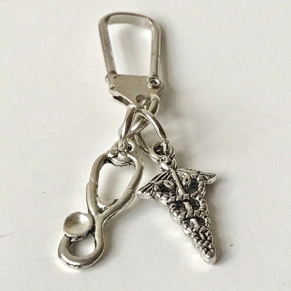 Medical Nursing Caduceus Stethoscope Zipper Pull Purse Charm Backpack MD RN RRT - Picture 4 of 9